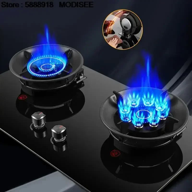 Gas Cooktop Stove Dual Stove 8.5KW Household Embedded Natural Gas Liquefied Gas Timing Stove Desktop Dual-Use Hob Panels