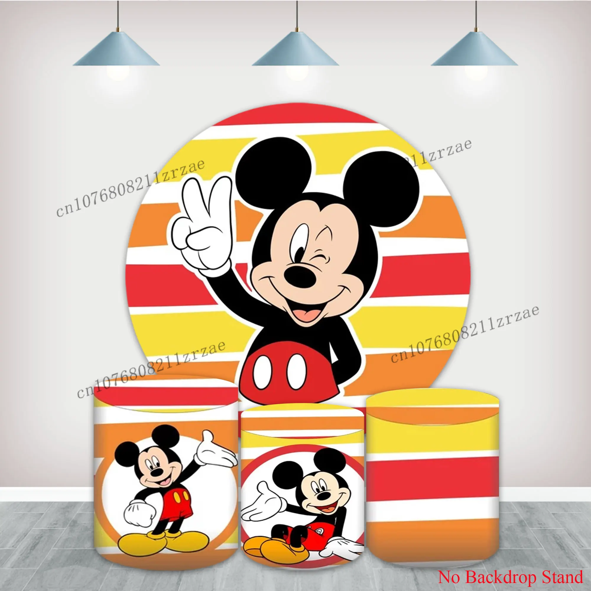 

Mickey Mouse Round Backdrop Cover Kids Boys 1st Birthday Party Cute Decor Baby Shower Banner Background Wall Photography Props