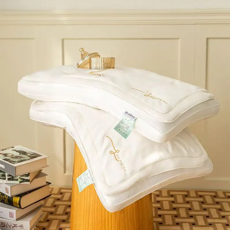 Embroidery Natural Silk Pillow Super Soft Silky Neck Pillow For Sleepling  Anti Mite Stereoscopic Edge Hotel Home Bedding Pillow