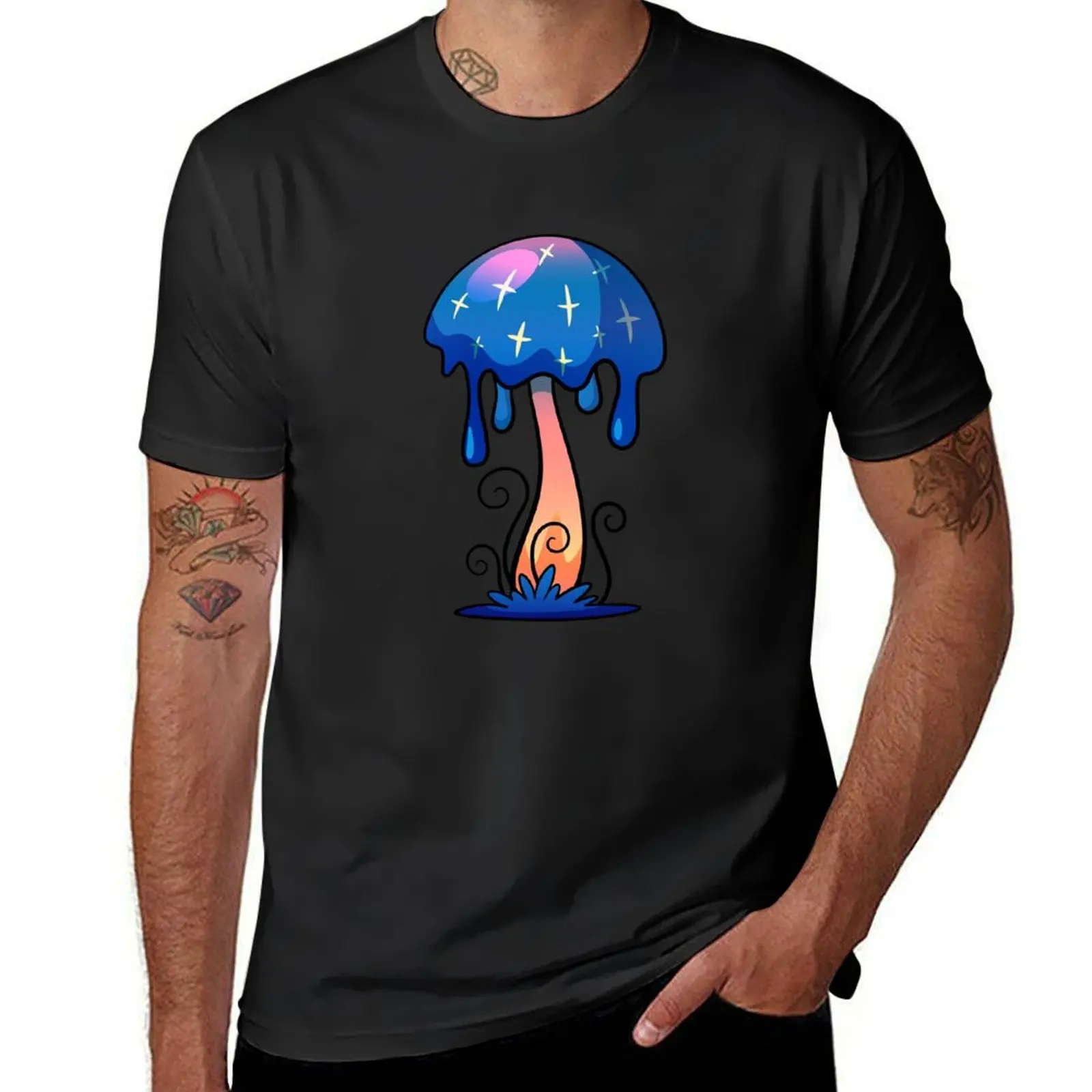 Ink melted Mushroom Caps T-Shirt korean fashion animal prinfor boys mens graphic t-shirts big and tall