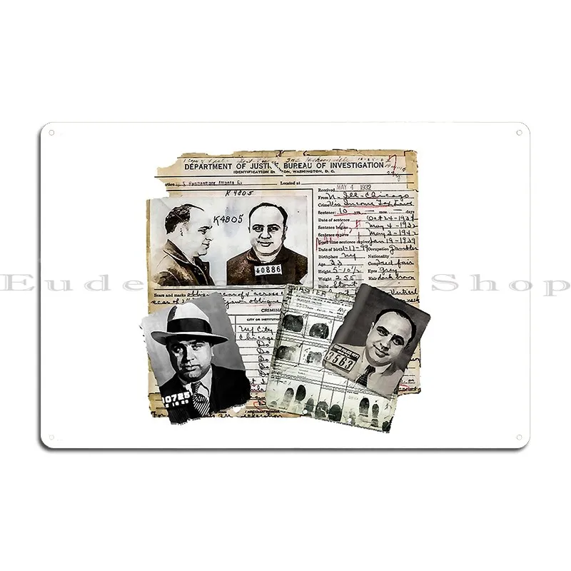 Al Capone Files Metal Sign Wall Decor Character Garage Party Wall Cave Tin Sign Poster