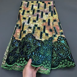 African Nigerian Sequins Tulle Lace Fabric,Sewing Net Cloth, Prom Dresses Beads,Embroidery High Quality, 2024, PS0024, 5Yad