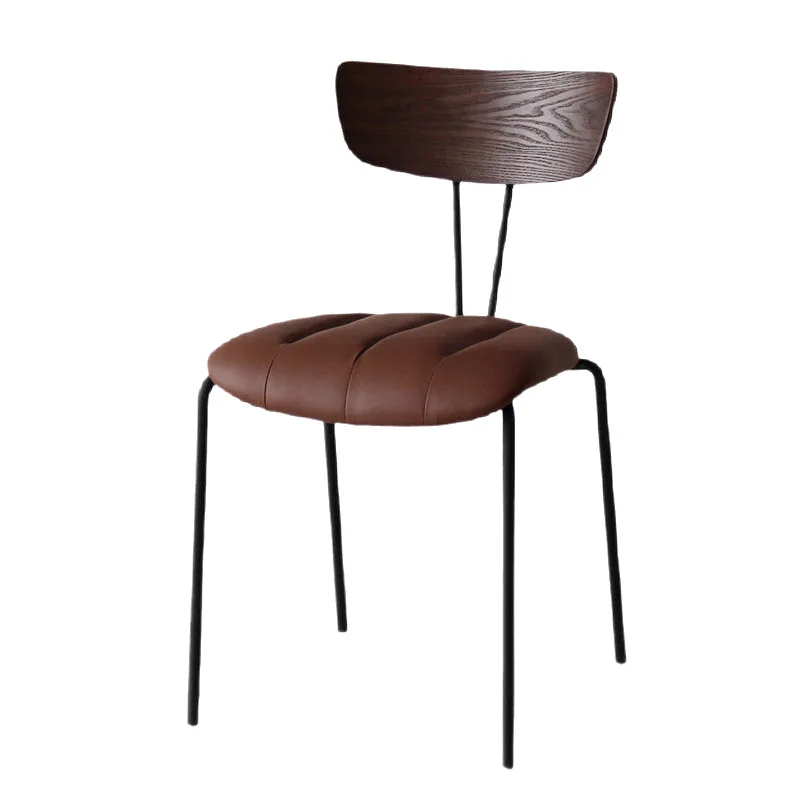 

Light luxury dining chair Modern simple household wrought iron casual leather dining chair