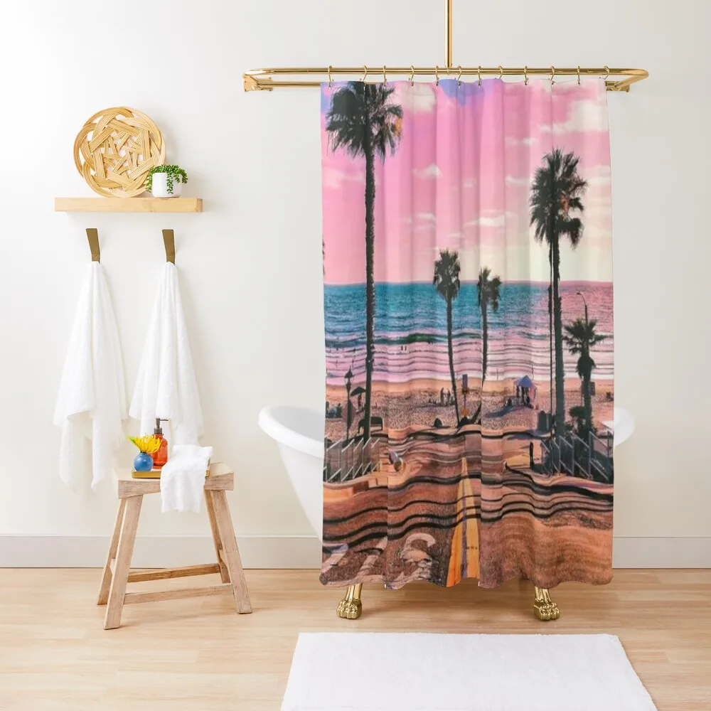 

Pink Clouds And Sunset Boulevard Shower Curtain Set For Bathroom Cover For Bathroom Shower Curtain