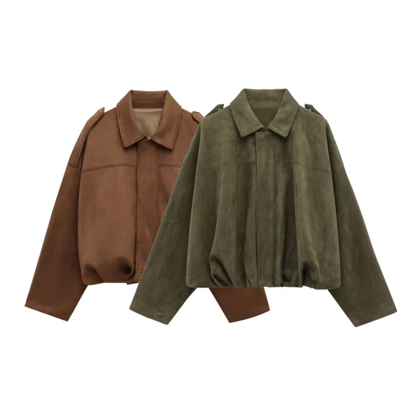 WHTREND المرأة الأزياء سستة سترة فضفاضة كبيرة الحجم معاطف عارضة أعلى ربيع الخريف جديد WH1886 #2