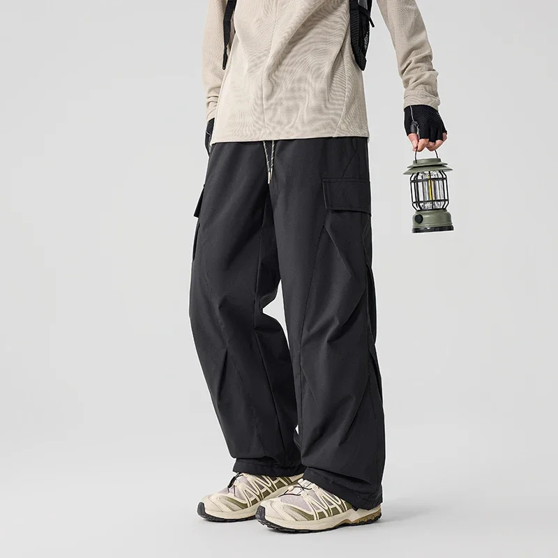 Men Women Cold-proof Loose Casual Techwear Track Cargo Pants Unisex Trousers Winter Warm Thicken Three-proof Outdoor Ski Pants