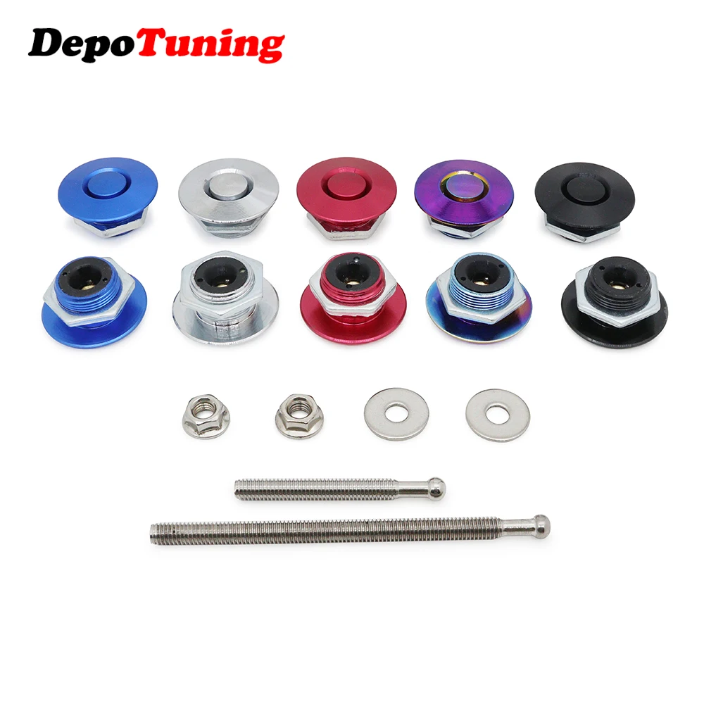 

1.25" Universal Style Aluminum Push Button Billet Hood Pins Lock Clip Kit For BMW ect Car Quick Pins