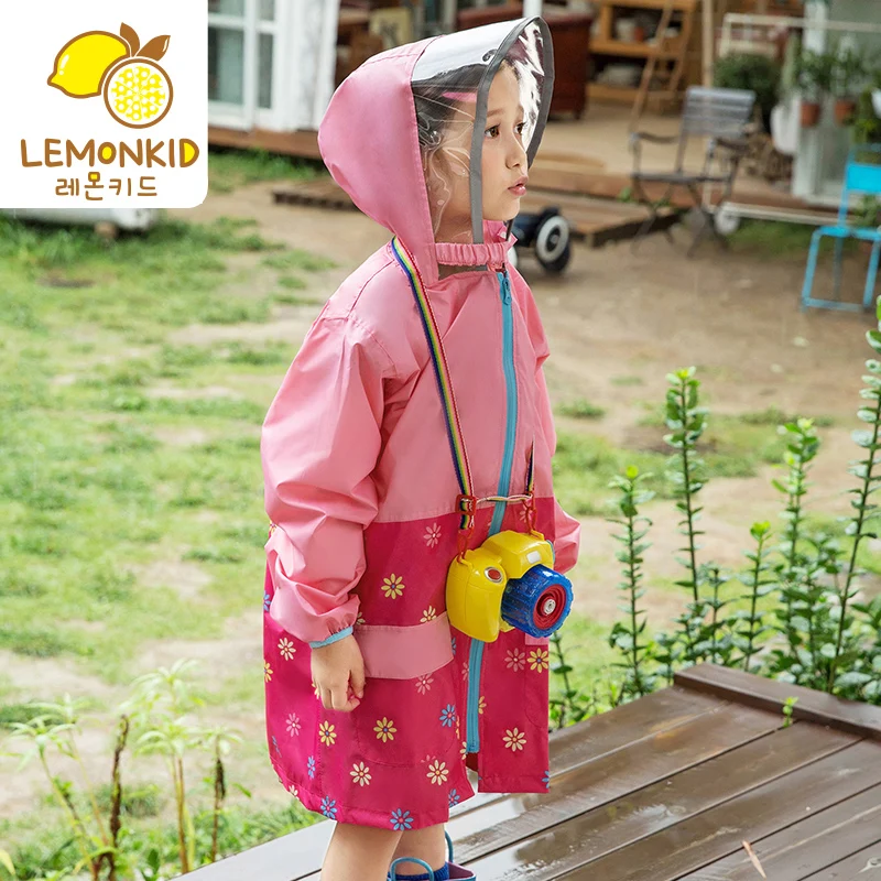 Cartoon Monkey Children Raincoat Mesh Breathable lining Stay Dry & Comfy Outdoor Walking Kids Poncho Hooded Jacket For Girls Boy
