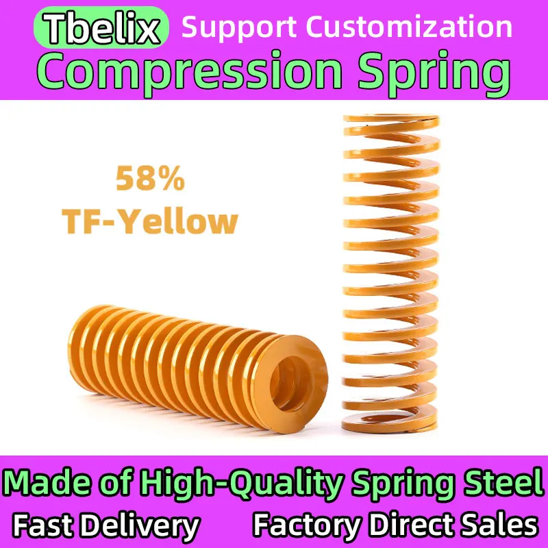 Tbelix Yellow 1PCS Compressed Spring Die Buffer Springs for Car Trunk Tailgate Strut Support Rod Spring Shock Absorber Hydraulic