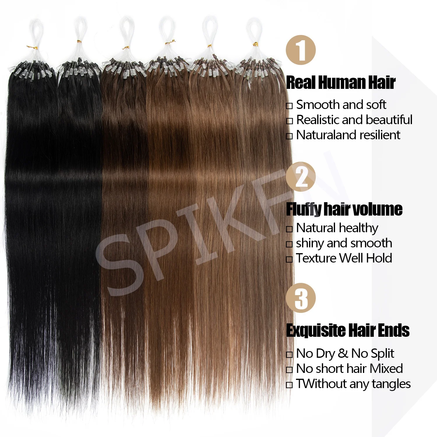 50Pcs 30G /Pack Micro Links Hair Extensions Micro Loop Microlink Real Human Hair Extensions  For Women Long Straight Hair