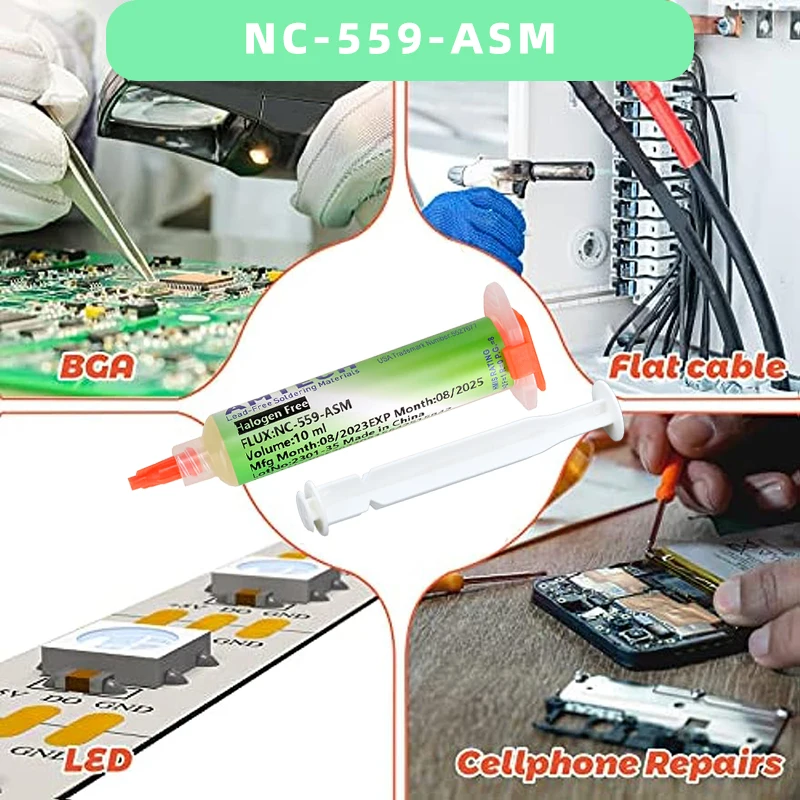 NC-559-ASM BGA PCB No-Clean pasta lutownicza spawanie zaawansowany topnik olejowy smar 10cc pasta lutownicza naprawcza