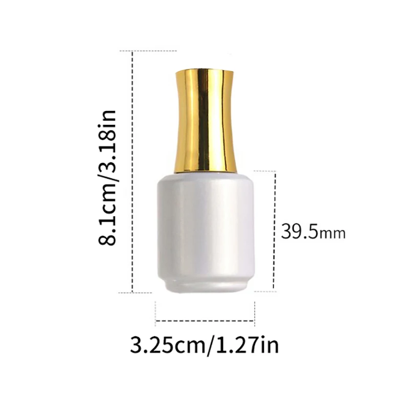 15 ml perlfarbene Nagellackflasche leer mit Deckelpinsel, Kosmetikbehälter, Nagelglasflaschen mit Pinsel