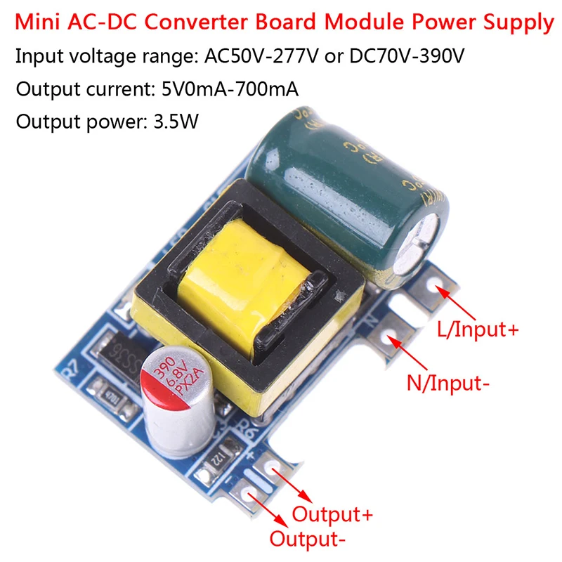 Mini AC-DC de 110V, 120V, 220V, 230V a 5V, 12V, módulo convertidor, fuente de alimentación de 5V, 700mA (3,5 W)