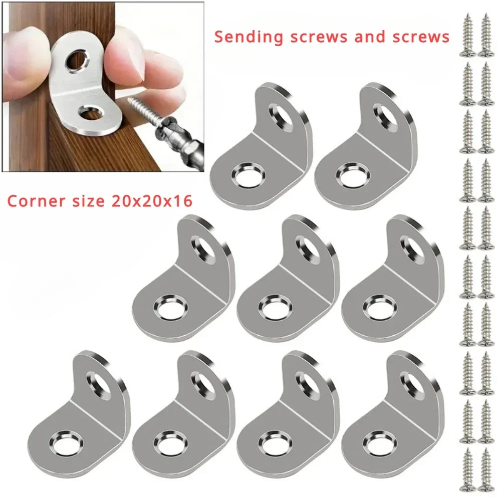 L Corner Bracket Stainless Steel Brackets Fastener for Wood Furniture Bedframe Shelf Support Furniture Fittings Fastening Fixing