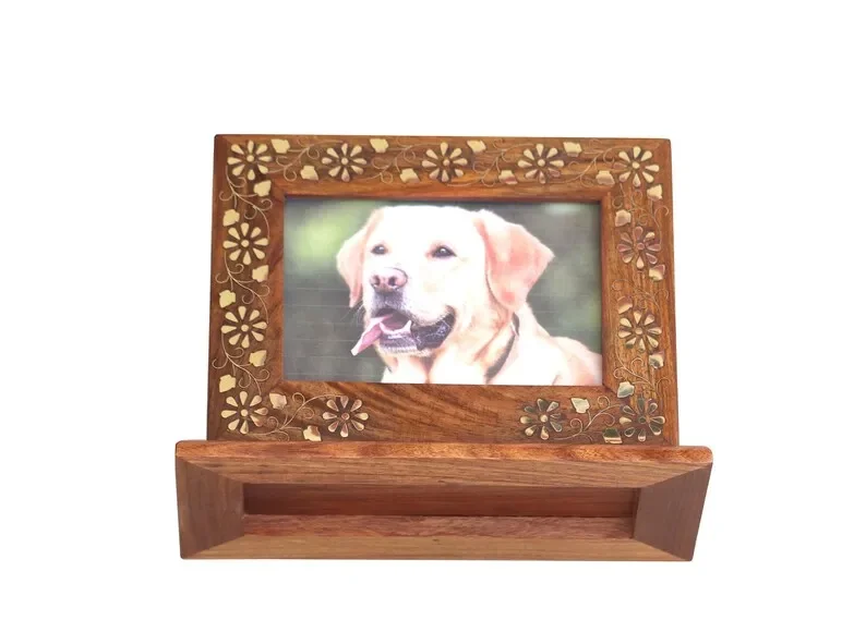 Wooden Photo Urn Box For Pet Ashes Cremation For Cat and Dog Handmade Urn Funeral Keepsake