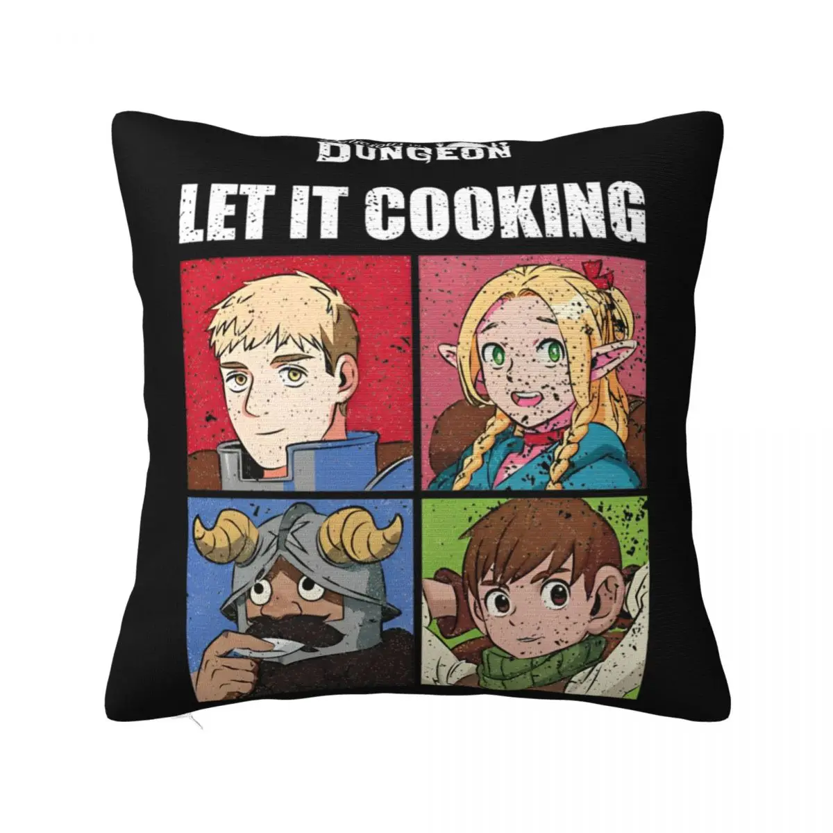 LEI IT COOKING Pillowcase Printing Fabric Cushion Cover Delicious In Dungeon Meshi Throw Pillow Case Cover Bedroom Square 45*45