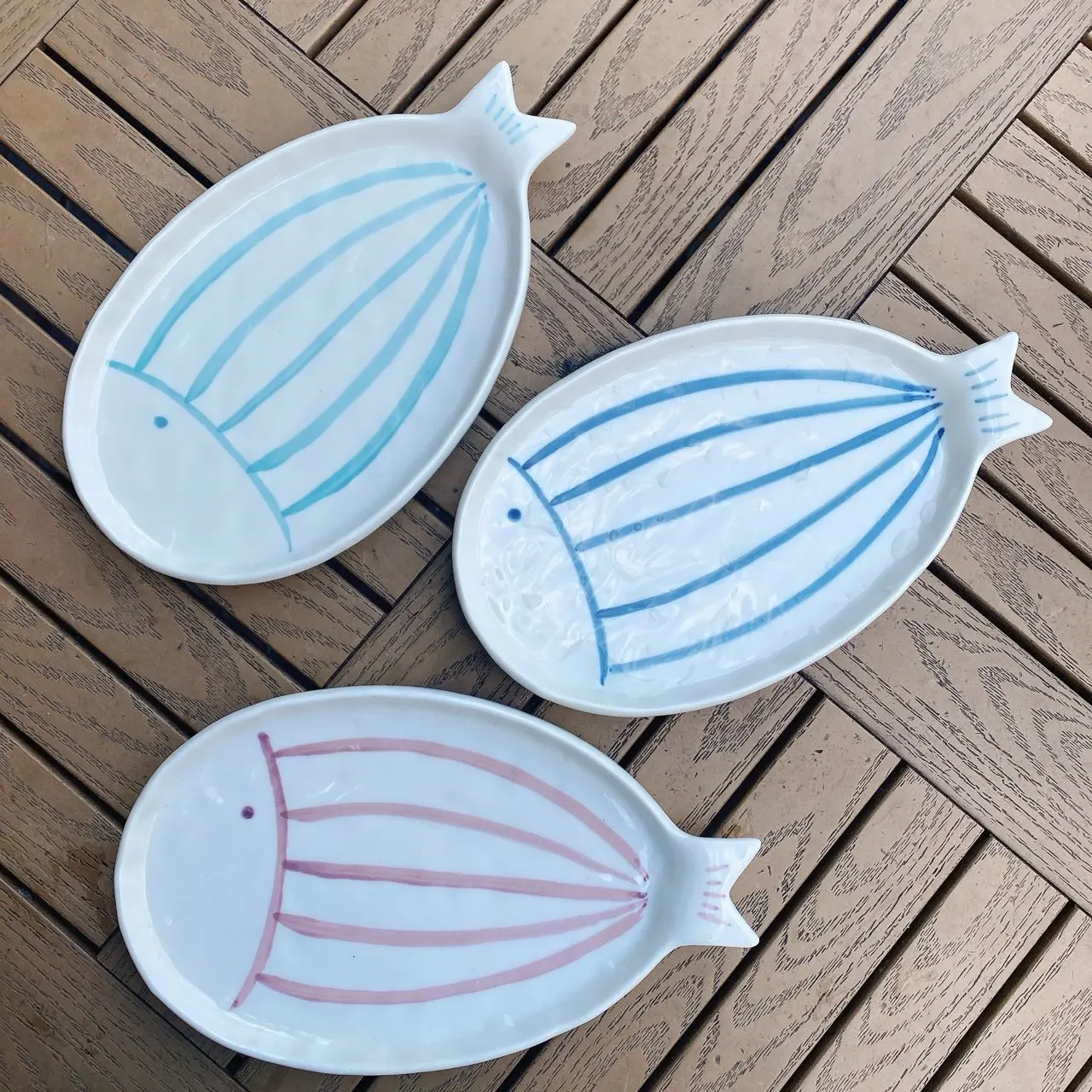 Ceramic Tableware Bowl Plate Japanese Fish Plate Cute Little Fish Household Tableware High Aesthetic Value Dish Dessert Plate