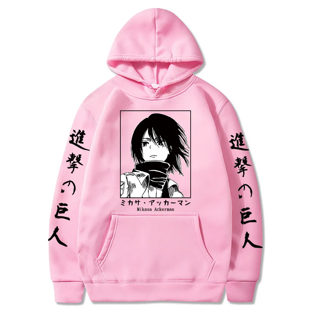 Japanese Anime Mikasa Ackerman Hoodie Sweatshirt Print Unisex Streetwear Hip Hop Style Autumn Winter Fashion Hip Hop Top Clothes