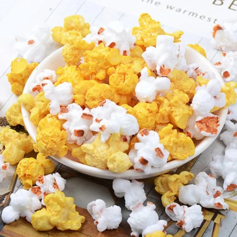 Popcorn Series Mini Resin Ornaments 10Pcs/Lot, Fake Popcorn Grain Slime Fillers, DIY Craft Decoration Accessories