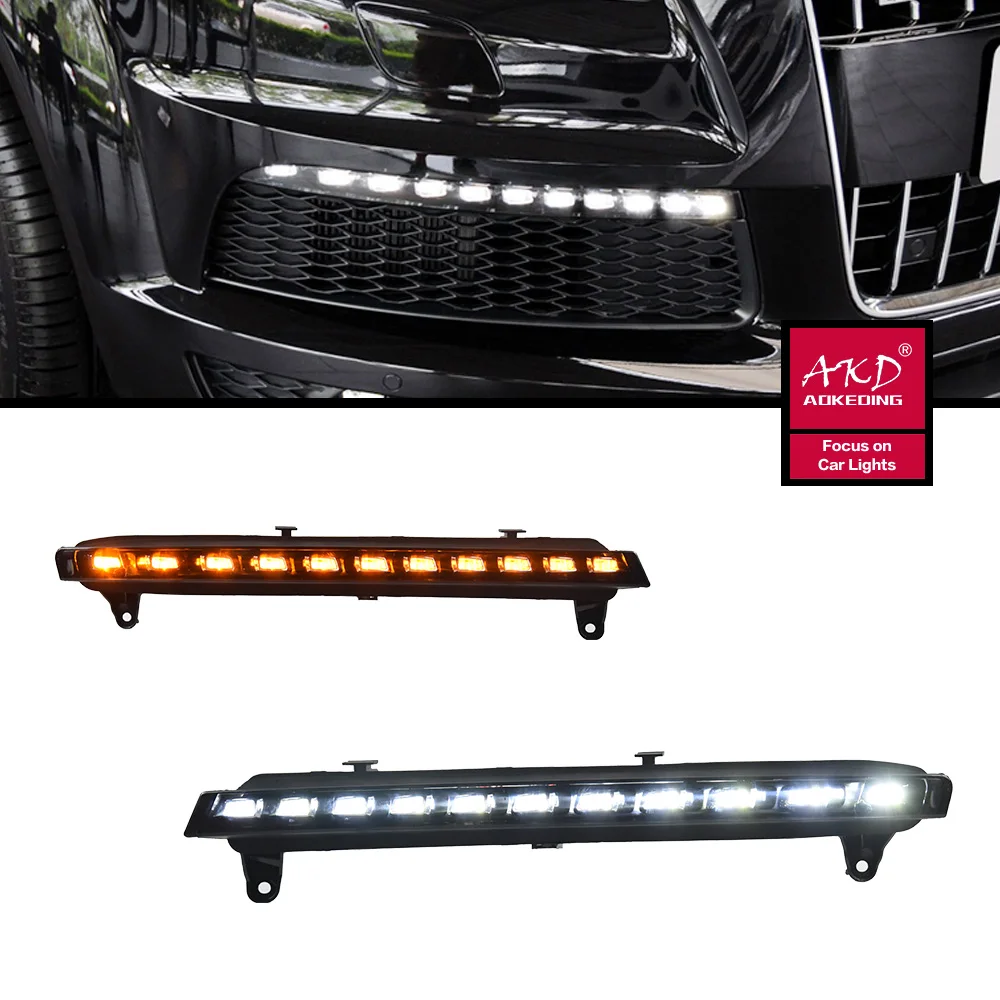 Auto Parts For Audi Q7 Daytime running Lights 2006-2015 DRL LED dynamic signal light start animation Car Accesorios Modified