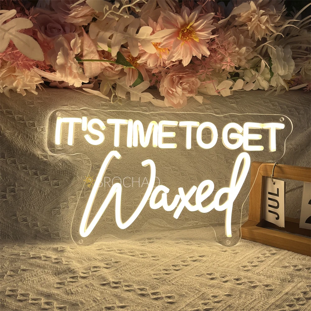 

It's time to get waxed Neon Sign Gift Beauty Room Solon Wall Decor LED Neon Light USB Dimmable For Beauty Shop Room Bedroom