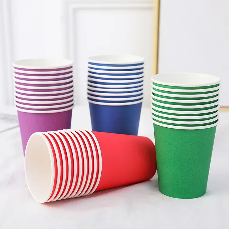 Pure Colour Party Disposable Paper Cups Juice Cup DIY Decoration Baby Shower Kids Birthday Wedding Picnic Tableware Supply