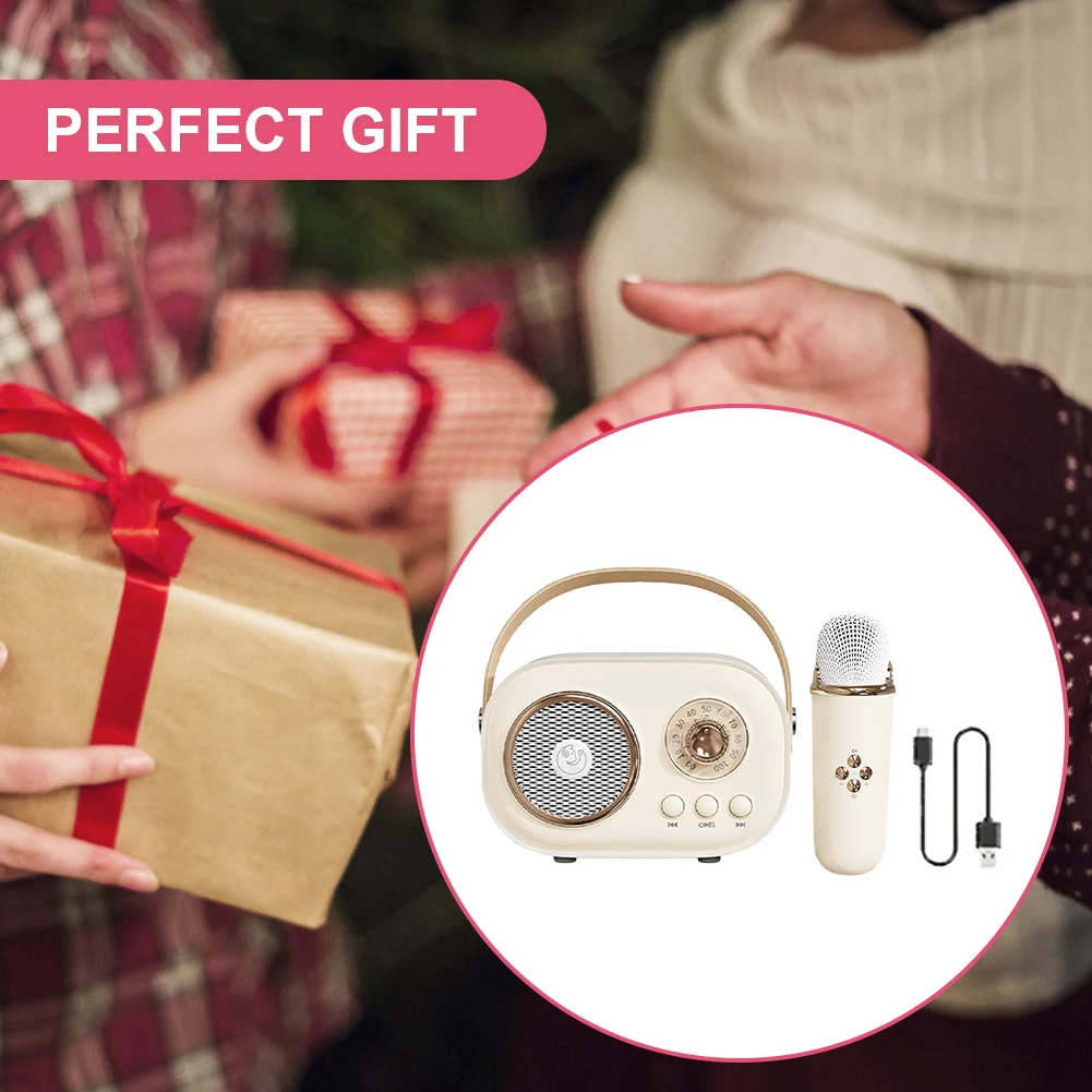 C20 Plus مكبر صوت بلوتوث مع ميكروفون لاسلكي واحد ، آلة كاريوكي ، نظام مكبر صوت محمول ، بطاقة دعم TF ، جهير HIFI