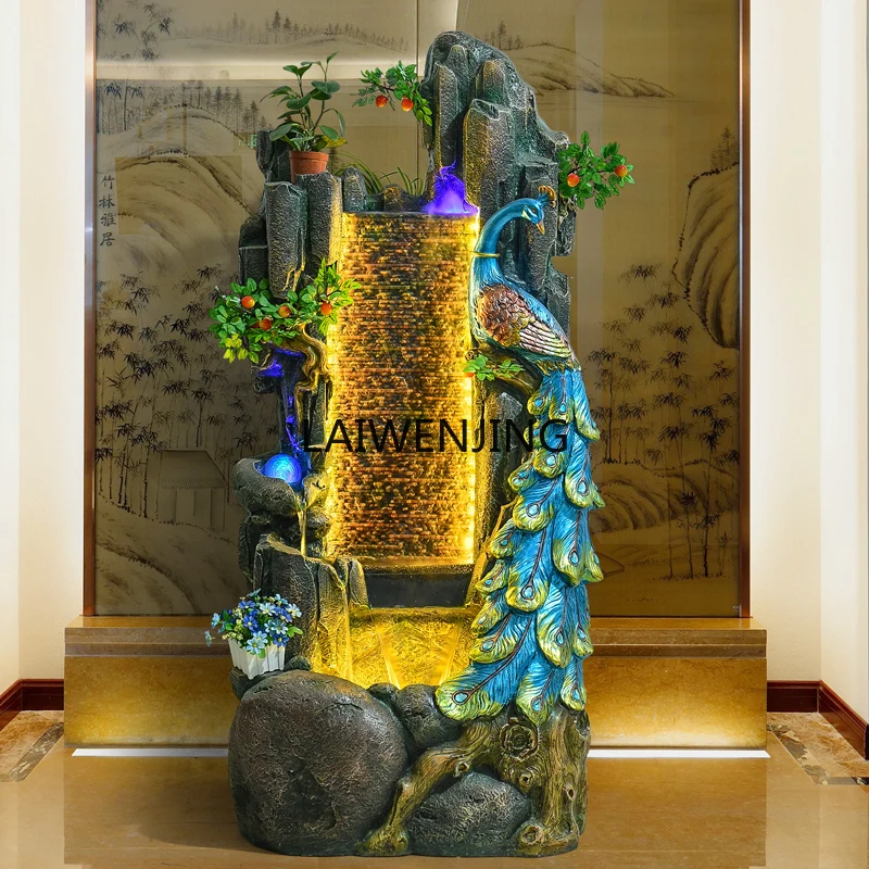 Home flow wall indoor living room peacock rockery office fish pond circulating water bonsai ornament