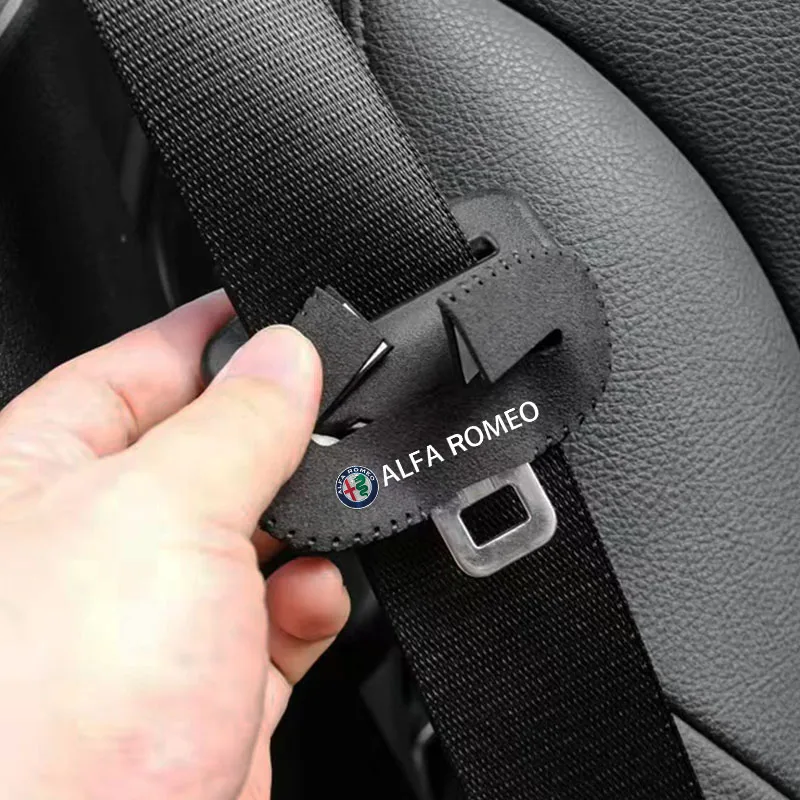 Car Seat Belt Buckle Suede Wear Resistant Protector Cover For Alfa Romeo 4C 159 166 Spider Giulia Giulietta 156 Tonale 147 8C GT view 4
