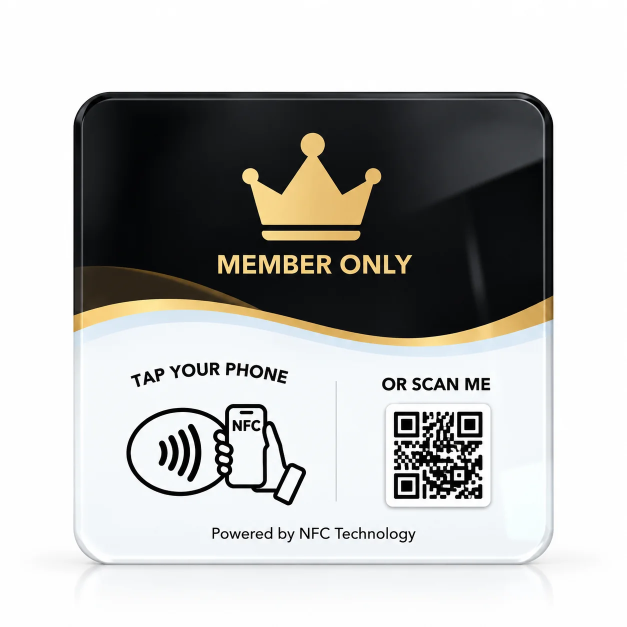 Square NFC 215 Google Review Stand 13.56MHz Programmable Acrylic NFC Card with QR Code for Countertops
