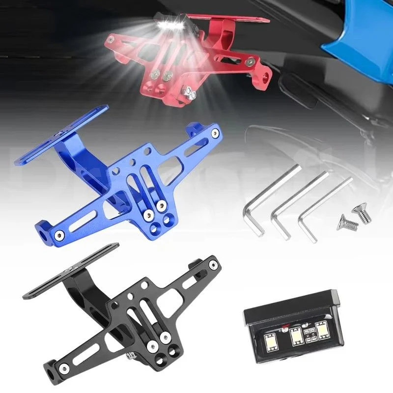 

Aluminum Fender Eliminator Kits Universal CNC Motorcycle License Number Plate Bracket LED Light Rear Turn Signal Lamp Holder