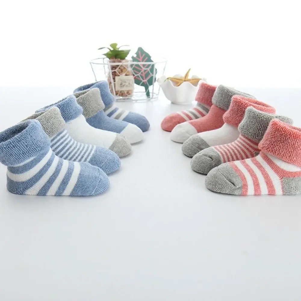 5 Pairs Soft Thickned Baby's Warm Socks Warm Non-Slip Mid-Crew Socks Floor Socks Autumn Winter