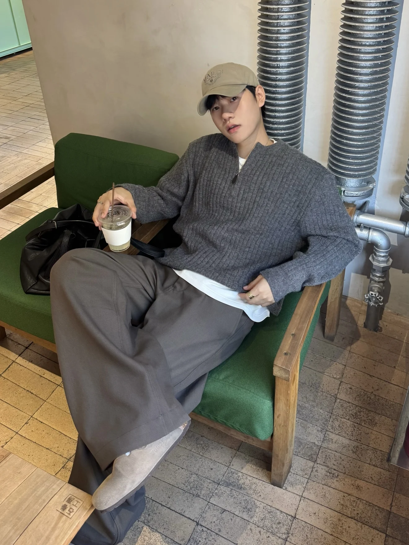 

Осень-зима, корейский вязаный свитер на молнии, мужской свитер Cleanfit, ленивые старые деньги, повседневный универсальный свитер, сохранение тепла