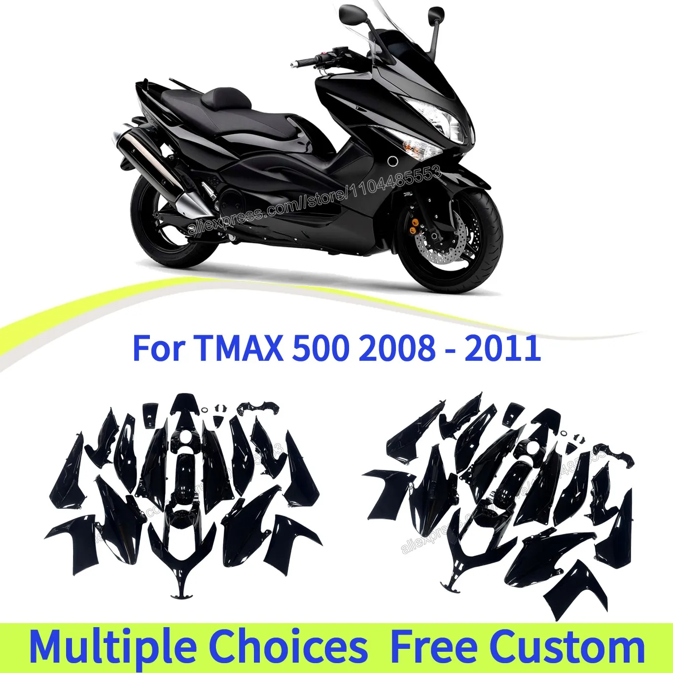 

TMAX 500 exterior parts Maxi scooter fairing bodywork for Yamaha TMAX500 fairings T-max 2008-2011| glossy black full body panels