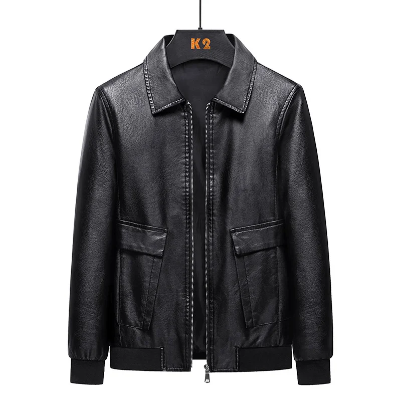 Big and Tall Motorcycle Jacket 2024 New Autumn Spring Men's Vintage Turn Down Collar Pu Leather 5XL 6XL 7XL 8XL