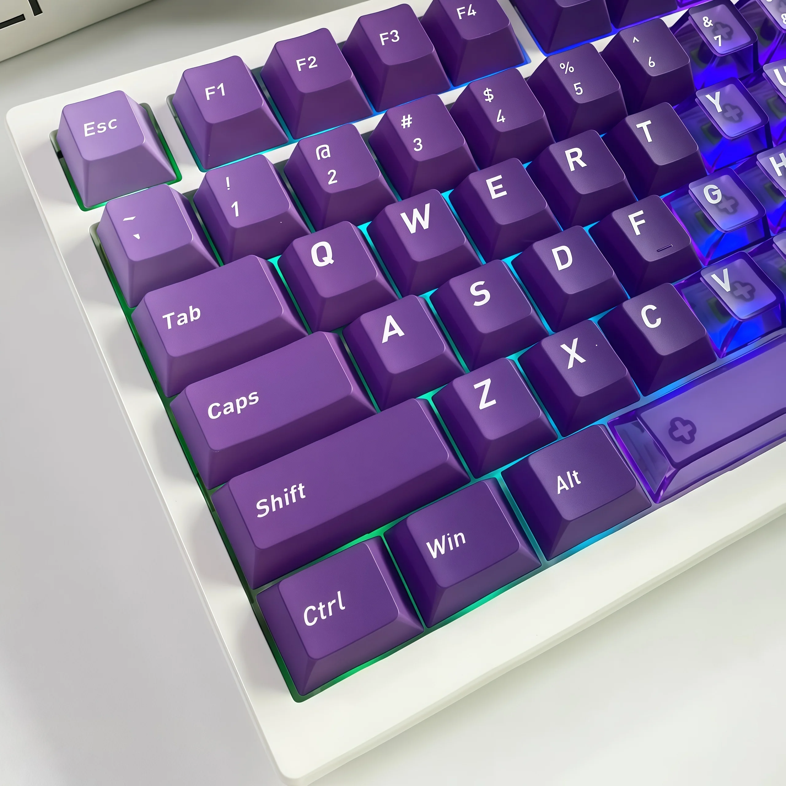 

Purple Charm Foggy Transparent PC Keyboard Keycaps 136 Keys Dye Sub PBT Key cap Cherry Profile for MX Switch Mechanical Keyboard