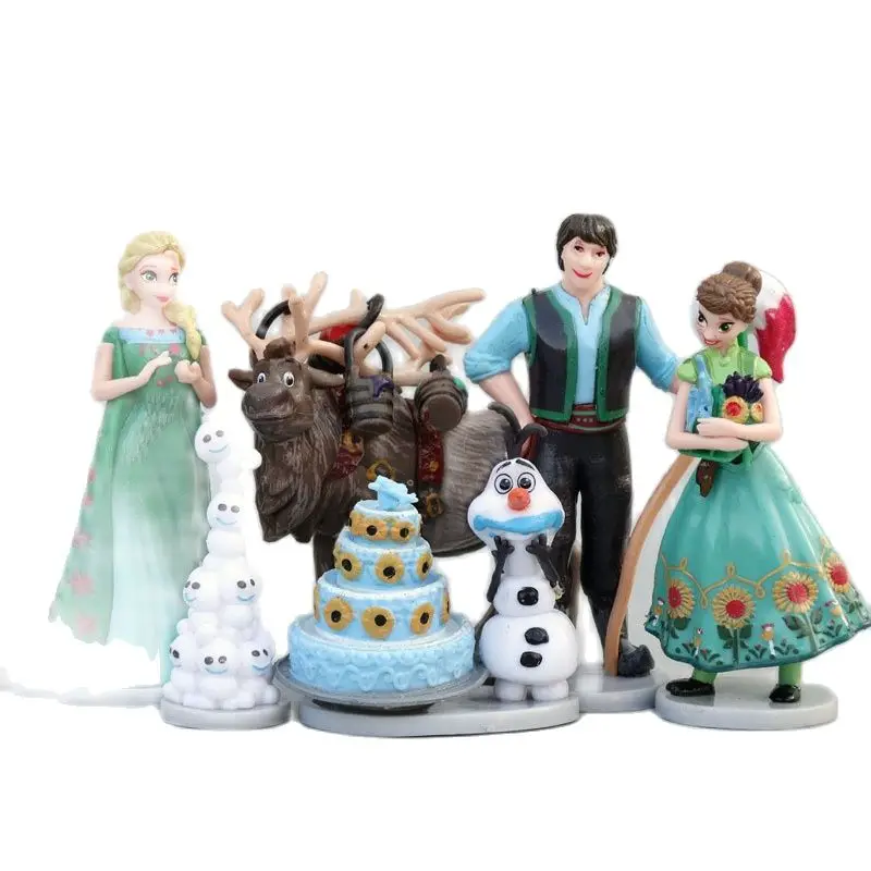 6pcs/set Disney Frozen Princess Elsa Anna Olf Kristoff Sven PVC Action Figure Cake Figurine Doll Collection Model Kids Gift