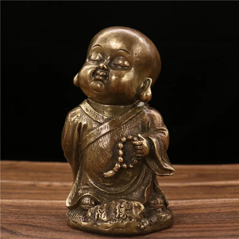 

Латунная статуя маленького монаха Suiyuan, украшение для дома, гостиной, стола, винный шкаф, декоративные поделки