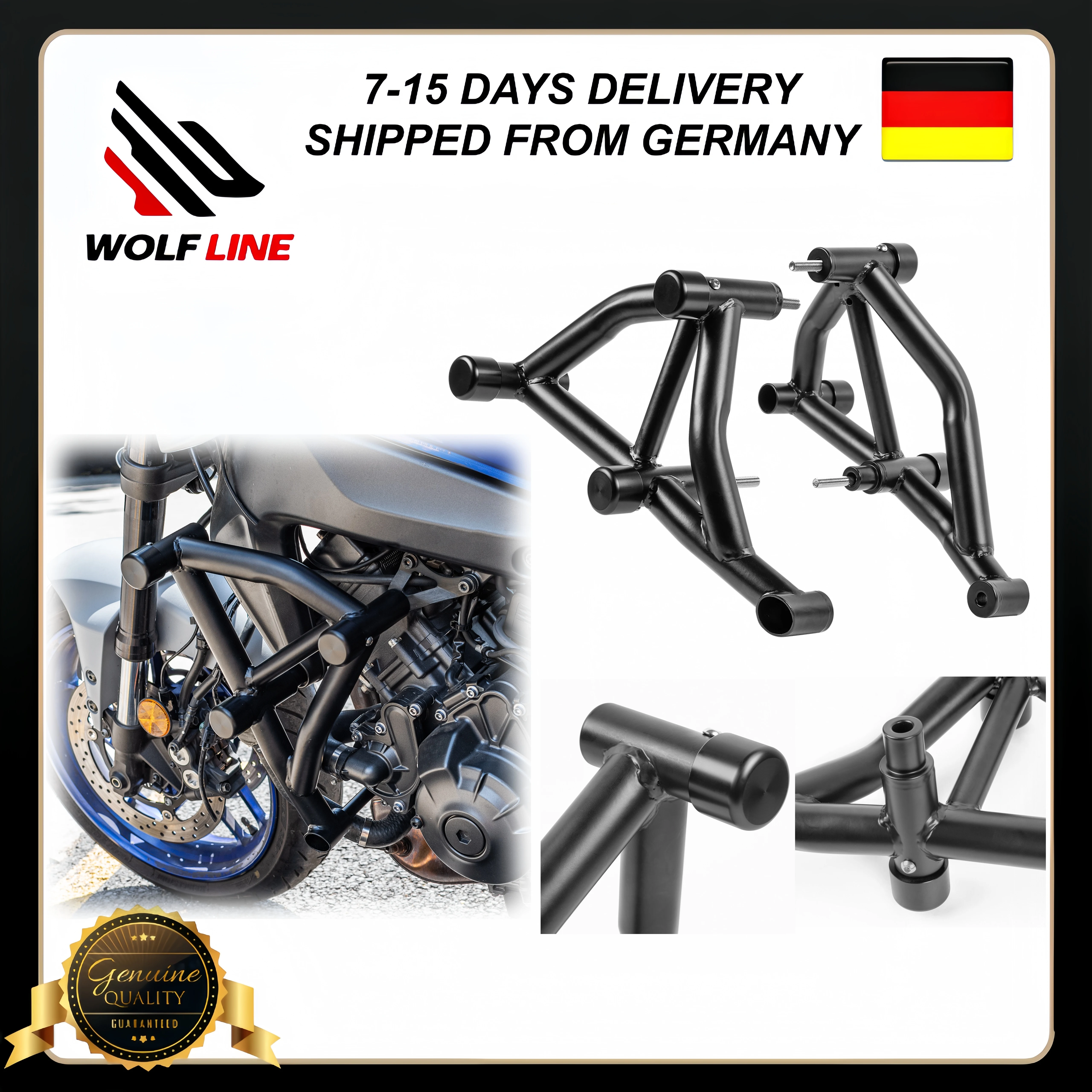 WOLFLINE Protezione Motore Paratelaio per Yamaha MT09 MT 09 SP MT-09 2021 2022 2023 2024 2025 Barre Paramotore Protezione Anticaduta
