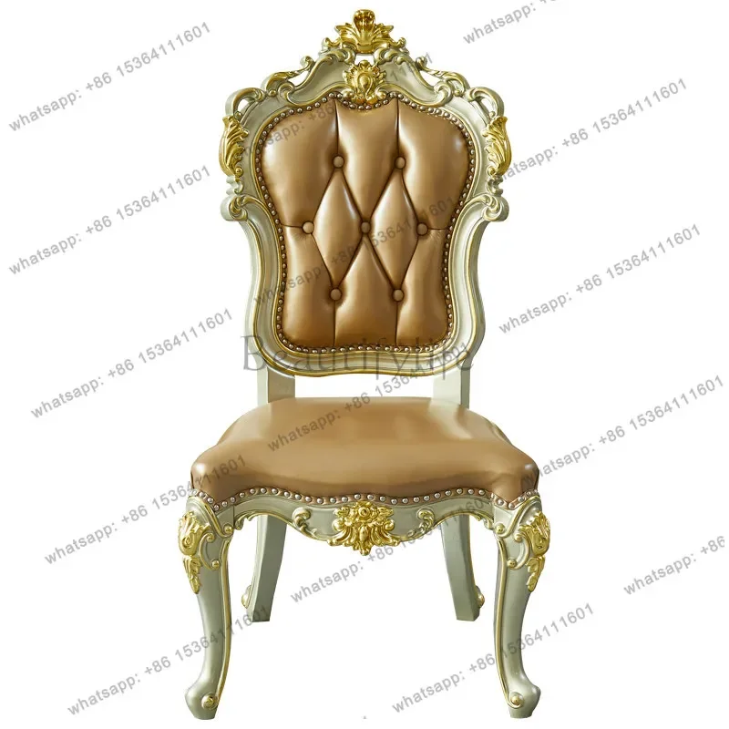 

yj58 American Villa Restaurant Solid Wood Leather Armchair Jade Gold Household Tea Table Study Chair
