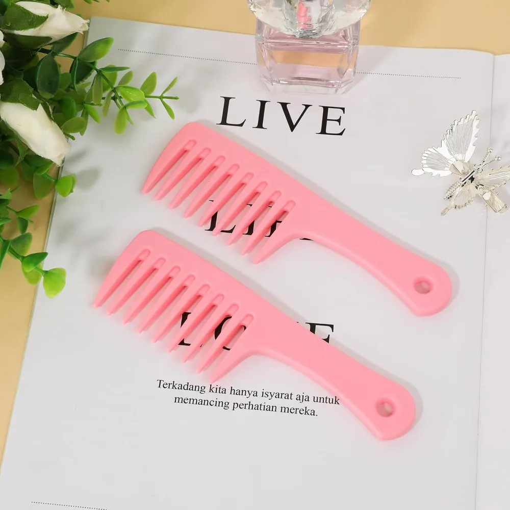 Mini Wide Tooth Detangling Comb and Travel Size Hair Comb 2 Pcs Portable Plastic Comb for Styling Curly Long Wet Hair