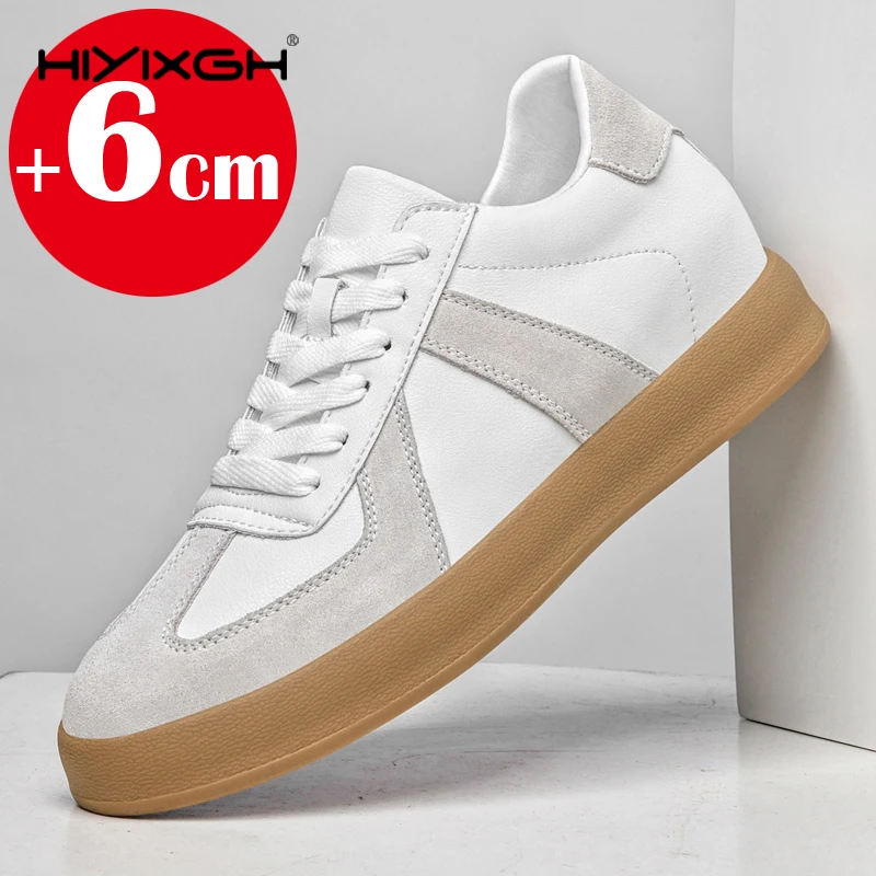 Men's genuine leather inner height increase sports shoes elevator height increase insole 6 cm sports shoes increase size 37-44