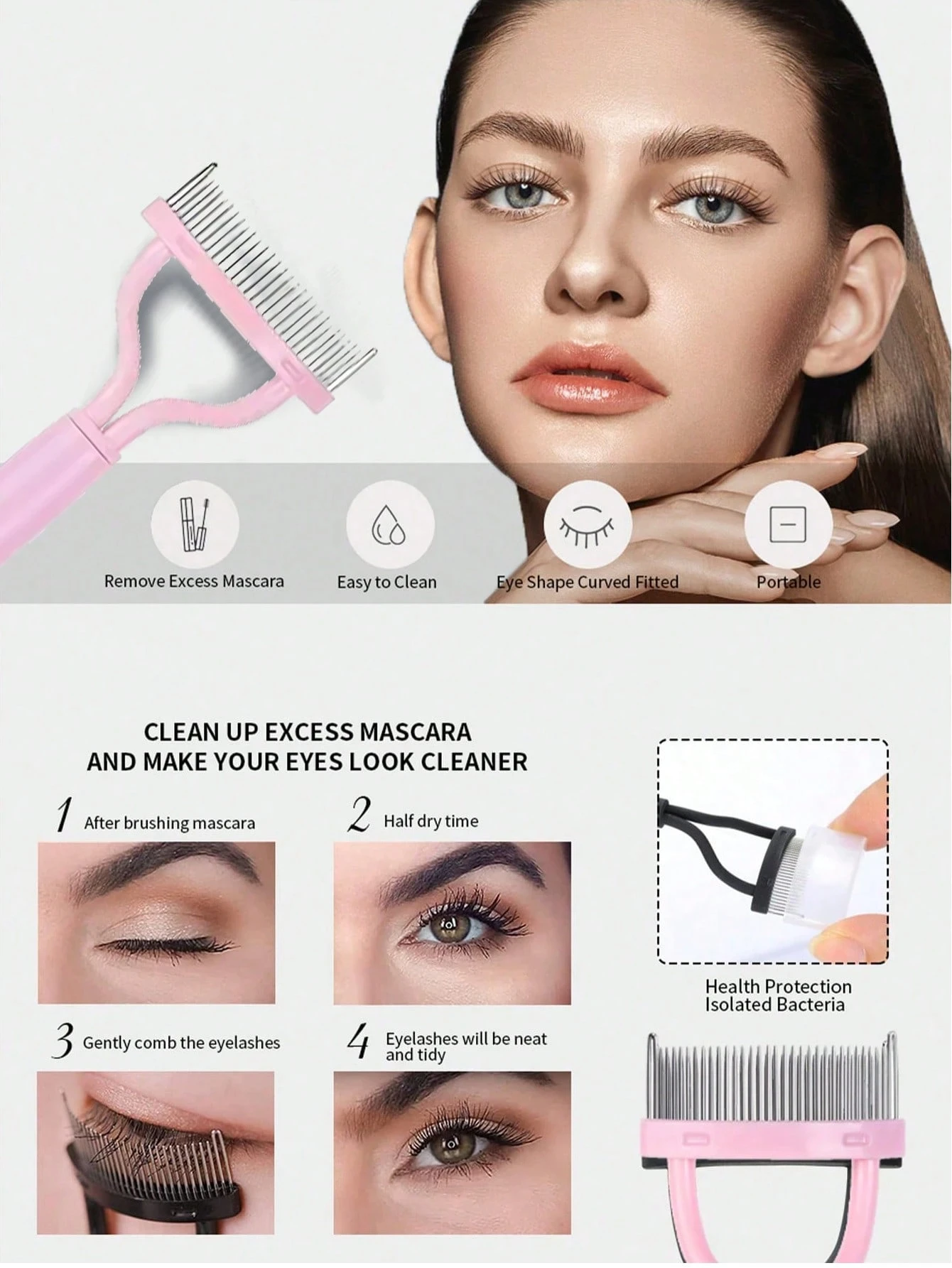 1/2Pcs Wimpern Styling Wimpern Kamm Separator Ergonomische Gebogene Kamm Gürtel Staub Abdeckung Wimpern Separator Hat Klare Wurzeln