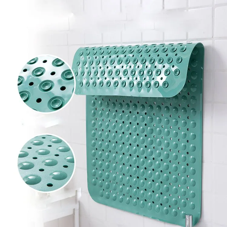 60x90cm Oversized Non Slip Shower Mat Solid Color Bubble Design for Maximum Safety Bath Mat Pad with Suction Cups Adult Disabled