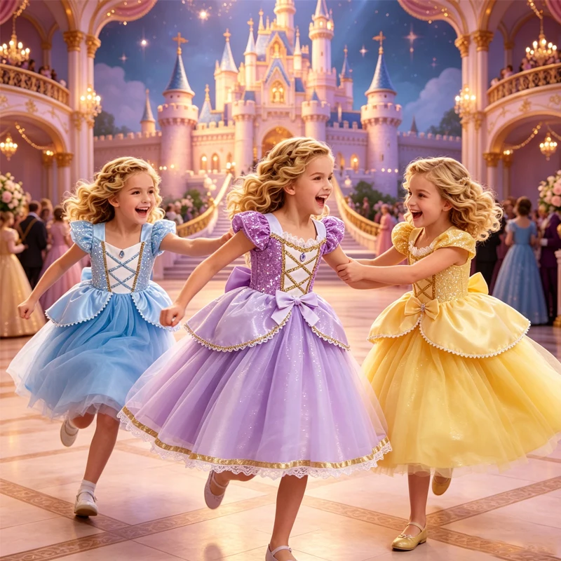 Girl Dresses Princess Cosplay Dress Up Costumes Cinderella Cosplay Costume Party Dress Kids Carnival Clothes Birthday Gift