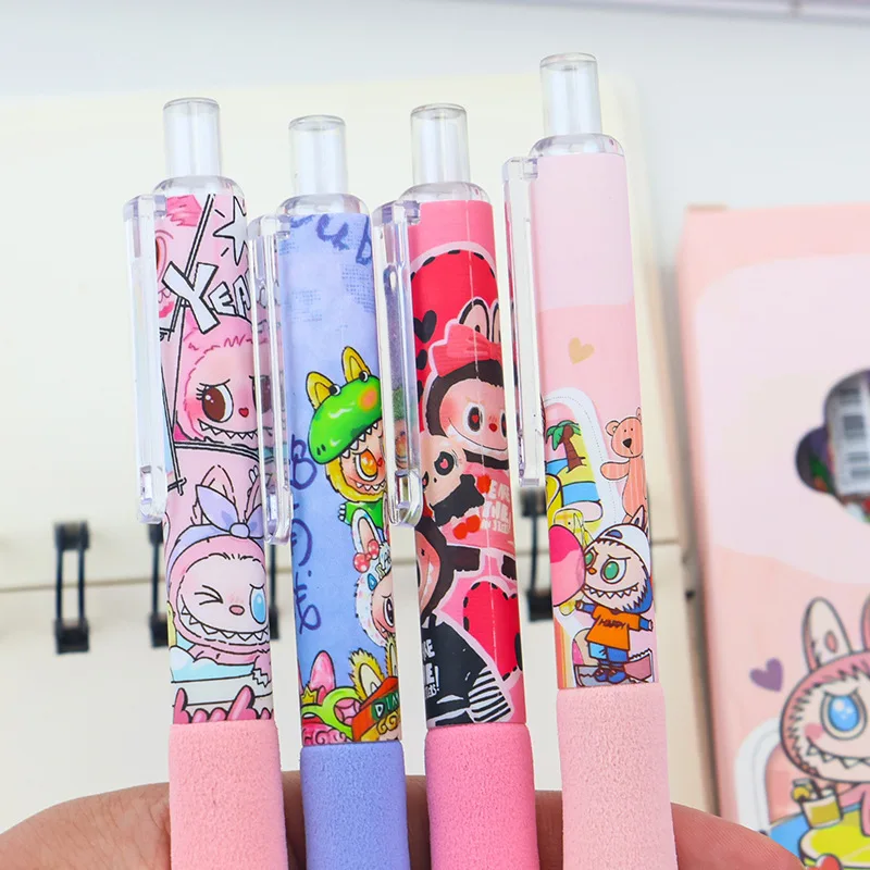 4-8 قطعة الكرتون لينة قبضة السمين القلم الإسفنج عدم الانزلاق غمد سريعة الجافة دفع أسود قلم محايد اللون طالب القرطاسية