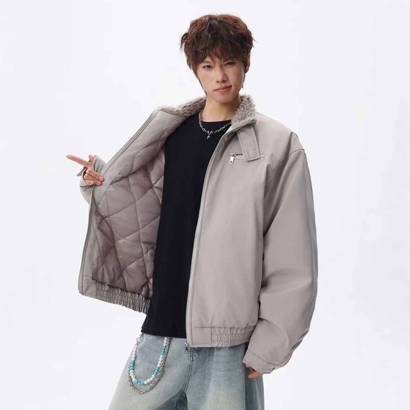 

Мужская теплая зимняя куртка-бомбер из американского хлопка с меховым воротником, свободного кроя, молодежная повседневная одежда