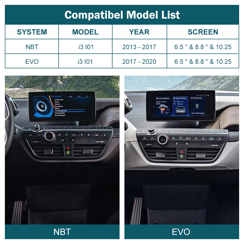 Wireless CarPlay for BMW i3 I01 NBT EVO System 2013 -2020, with Android Auto Mirror Link AirPlay CarPlay Autolink Function