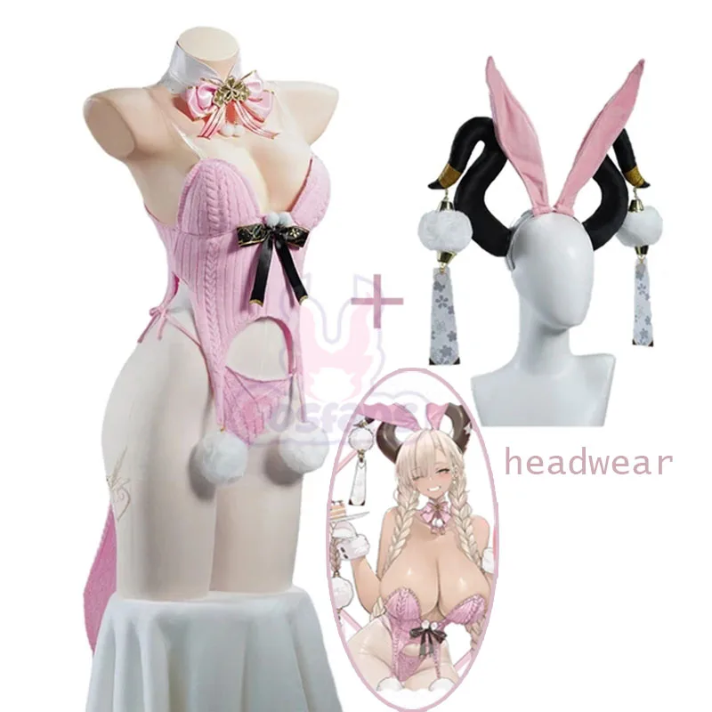 

Anime Azur Lane Owari Cosplay Costume Owari Bunny Suit Dress Owari Pink Sweater Dishwasher Design Anime Cosplay