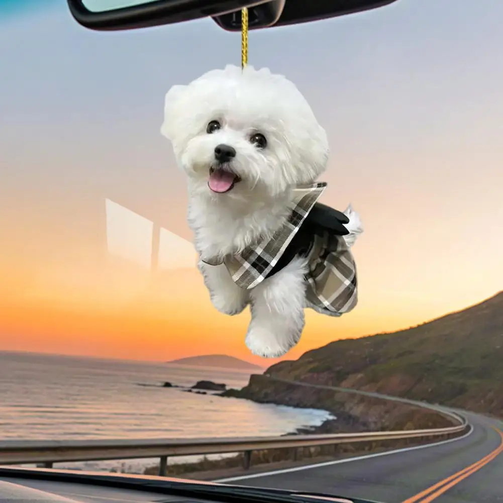 

Acrylic Car Accessories Automobile Pendants Adorable Dog Cat Car Charm Backpack Keychain Set for Unique Car Decoration